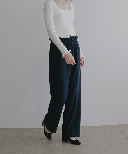 MANOF(マノフ)の「WAIST GATHER PANTS(その他パンツ・レディース・ネイビー/ベージュ・M/S)」の6枚目の写真