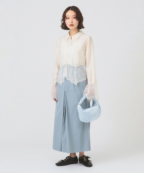 Ray BEAMS(レイビームス)の「フロント ボックスタック タイトスカート(スカート・レディース・ホワイト系その他6/サックスブルー・0/1)」の3枚目の写真