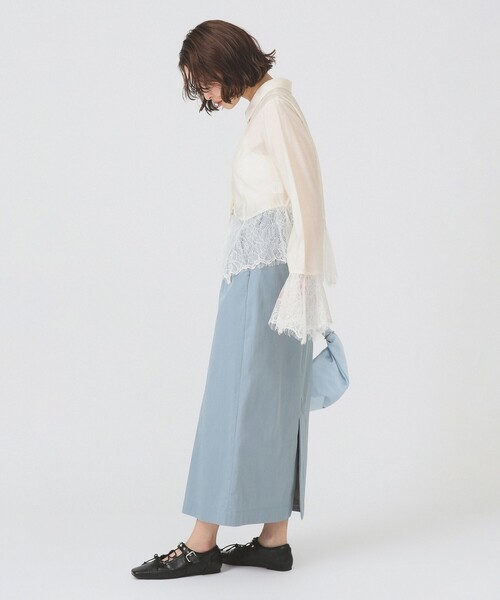 Ray BEAMS(レイビームス)の「フロント ボックスタック タイトスカート(スカート・レディース・ホワイト系その他6/サックスブルー・0/1)」の4枚目の写真