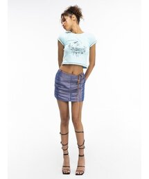 CAPRICIEUX（カプリシュー）の「Strap shirring mini skirt (BLUE)（スカート）」