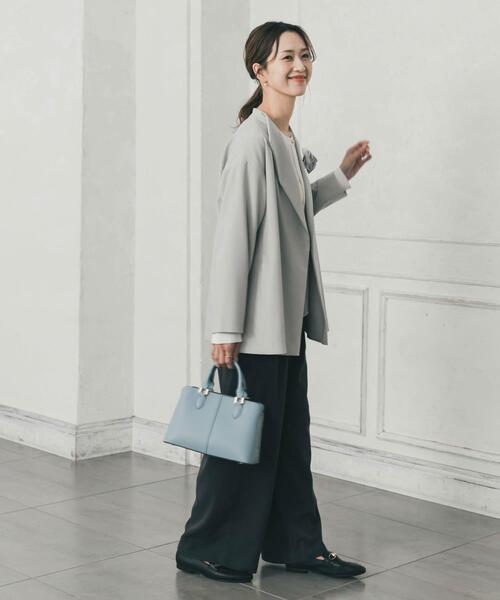 URBAN RESEARCH DOORS（アーバンリサーチドアーズ）の「ダブルクロスショートコート｜オフィスカジュアル/フォーマル/オケージョン/セレモニー/入卒式/お呼ばれ/ジャケット（その他アウター・レディース・ライトグレー/ネイビー・SMALL/MEDIUM）」の7枚目の写真