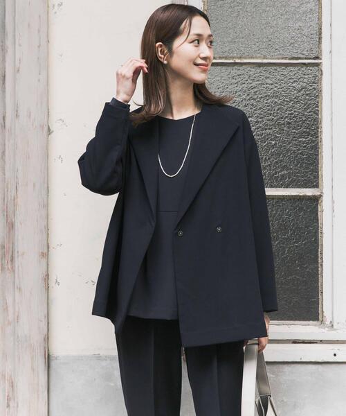 URBAN RESEARCH DOORS（アーバンリサーチドアーズ）の「ダブルクロスショートコート｜オフィスカジュアル/フォーマル/オケージョン/セレモニー/入卒式/お呼ばれ/ジャケット（その他アウター・レディース・ライトグレー/ネイビー・SMALL/MEDIUM）」の12枚目の写真