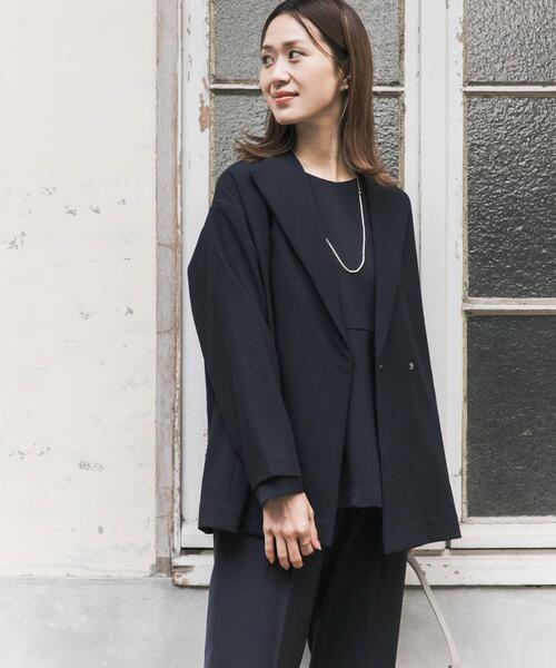 URBAN RESEARCH DOORS（アーバンリサーチドアーズ）の「ダブルクロスショートコート｜オフィスカジュアル/フォーマル/オケージョン/セレモニー/入卒式/お呼ばれ/ジャケット（その他アウター・レディース・ライトグレー/ネイビー・SMALL/MEDIUM）」の13枚目の写真