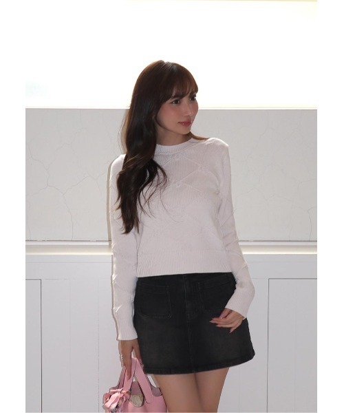 LUDICRUM(ルーディクルム)の「LD jacquard knit top(ニット/セーター・レディース・ライトグレー/ピンク/ブラック・FREE)」の10枚目の写真