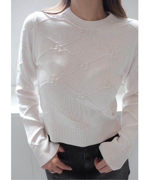 LUDICRUM(ルーディクルム)の「LD jacquard knit top(ニット/セーター・レディース・ライトグレー/ピンク/ブラック・FREE)」の11枚目の写真