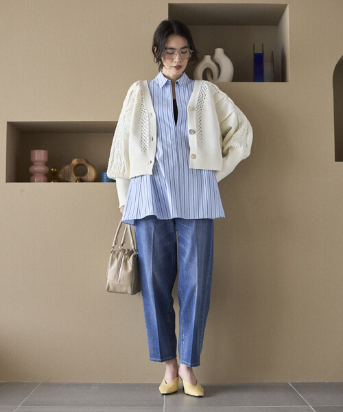 Firsthand（ファーストハンド）の「Firsthand/ファーストハンド バリエーション釦 ボリュームスリーブ ケーブル ニット カーディガン（カーディガン/ボレロ・レディース・ホワイト/ブラック/ネイビー/レッド・FREE）」の16枚目の写真