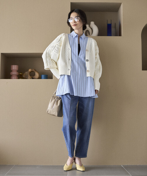 Firsthand（ファーストハンド）の「Firsthand/ファーストハンド バリエーション釦 ボリュームスリーブ ケーブル ニット カーディガン（カーディガン/ボレロ・レディース・ホワイト/ブラック/ネイビー/レッド・FREE）」の17枚目の写真