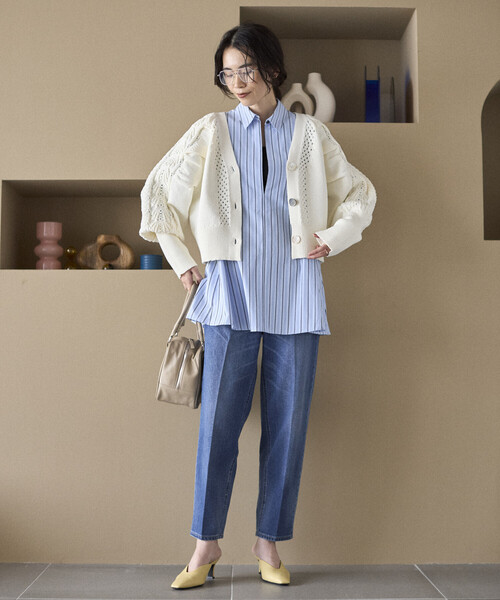 Firsthand（ファーストハンド）の「Firsthand/ファーストハンド バリエーション釦 ボリュームスリーブ ケーブル ニット カーディガン（カーディガン/ボレロ・レディース・ホワイト/ブラック/ネイビー/レッド・FREE）」の18枚目の写真