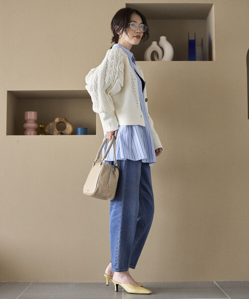 Firsthand（ファーストハンド）の「Firsthand/ファーストハンド バリエーション釦 ボリュームスリーブ ケーブル ニット カーディガン（カーディガン/ボレロ・レディース・ホワイト/ブラック/ネイビー/レッド・FREE）」の20枚目の写真