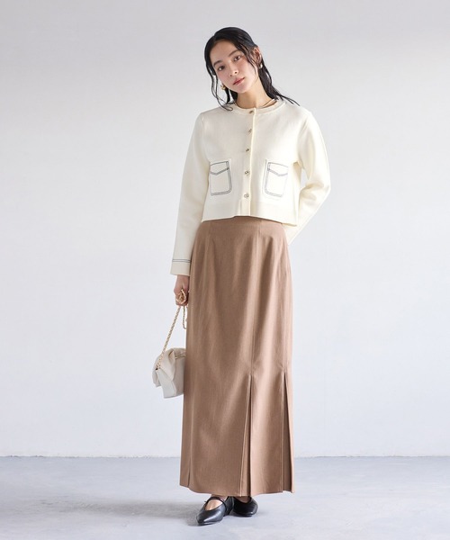 VIS(ビス)の「ステッチワークニットジャケット(カーディガン/ボレロ・レディース・ネイビー/キャメル/オフホワイト・FREE)」の18枚目の写真