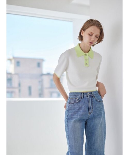 AYIHOLIC CASHMERE（アイホリックカシミア）の「配色ダンパークロップポロ（ニット/セーター・レディース・その他・FREE）」の3枚目の写真