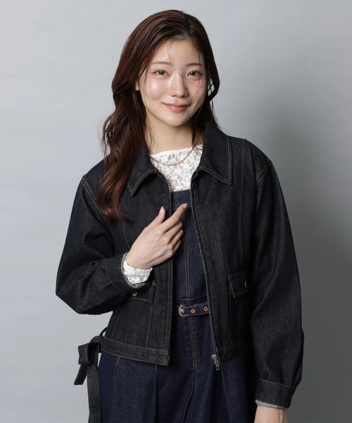 Apuweiser-riche(アプワイザーリッシェ)の「ステンカラーデニムブルゾン(その他アウター・レディース・ネイビー/キャメル・2/1)」の2枚目の写真