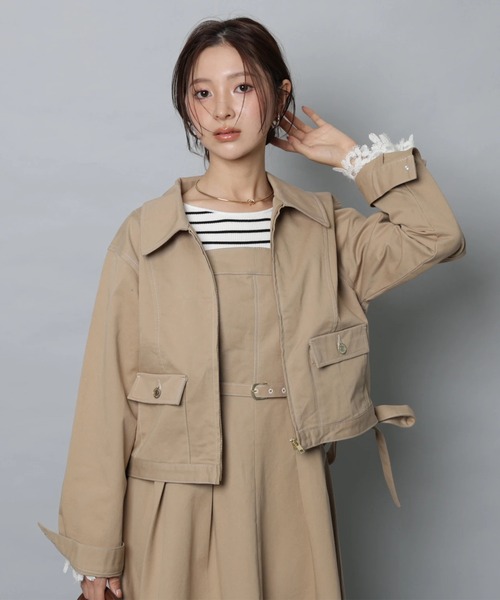 Apuweiser-riche(アプワイザーリッシェ)の「ステンカラーデニムブルゾン(その他アウター・レディース・ネイビー/キャメル・2/1)」の1枚目の写真