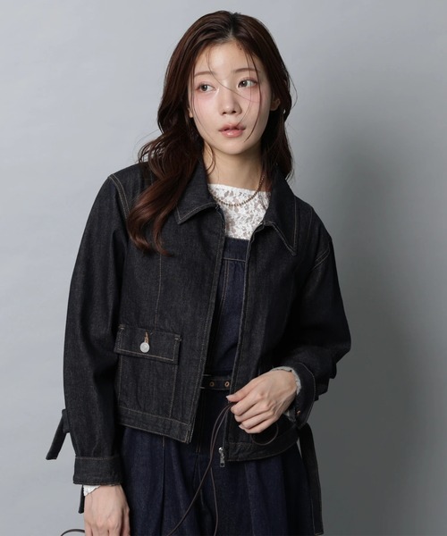 Apuweiser-riche(アプワイザーリッシェ)の「ステンカラーデニムブルゾン(その他アウター・レディース・ネイビー/キャメル・2/1)」の3枚目の写真