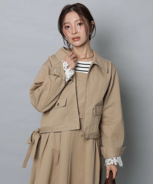 Apuweiser-riche(アプワイザーリッシェ)の「ステンカラーデニムブルゾン(その他アウター・レディース・ネイビー/キャメル・2/1)」の8枚目の写真