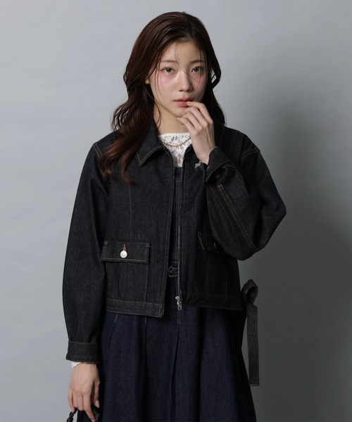 Apuweiser-riche(アプワイザーリッシェ)の「ステンカラーデニムブルゾン(その他アウター・レディース・ネイビー/キャメル・2/1)」の18枚目の写真