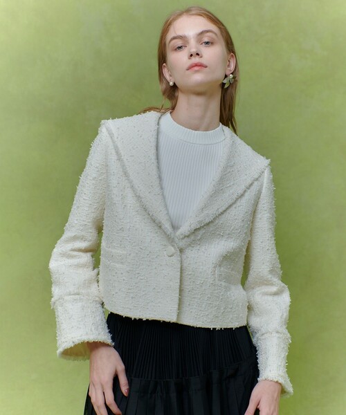 LOULOU WILLOUGHBY(ルルウィルビー)の「【LOULOU WILLOUGHBY】ファンシーツイードセーラージャケット(テーラードジャケット・レディース・オフホワイト/ネイビー・1/2)」の12枚目の写真