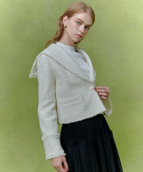 LOULOU WILLOUGHBY(ルルウィルビー)の「【LOULOU WILLOUGHBY】ファンシーツイードセーラージャケット(テーラードジャケット・レディース・オフホワイト/ネイビー・1/2)」の14枚目の写真