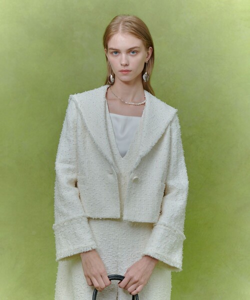 LOULOU WILLOUGHBY(ルルウィルビー)の「【LOULOU WILLOUGHBY】ファンシーツイードセーラージャケット(テーラードジャケット・レディース・オフホワイト/ネイビー・1/2)」の15枚目の写真