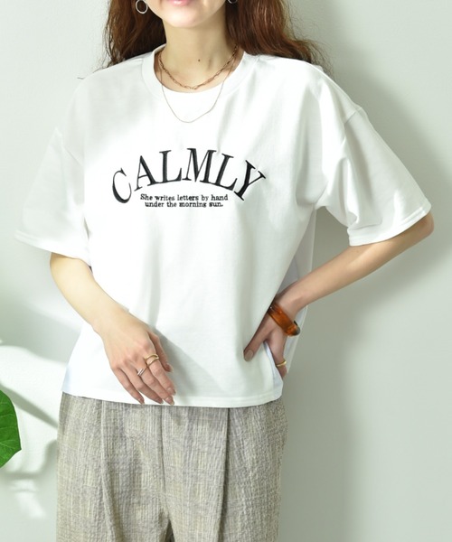 INTERPLANET(インタープラネット)の「ミニ裏毛異素材切替プルオーバー(Tシャツ/カットソー・レディース・ネイビー/ベージュ/オフホワイト・FREE)」の11枚目の写真