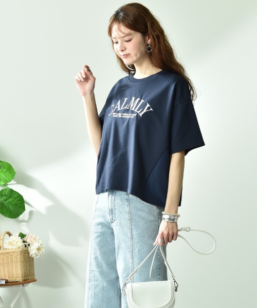 INTERPLANET(インタープラネット)の「ミニ裏毛異素材切替プルオーバー(Tシャツ/カットソー・レディース・ネイビー/ベージュ/オフホワイト・FREE)」の15枚目の写真