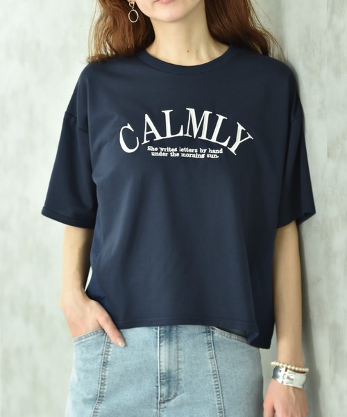 INTERPLANET(インタープラネット)の「ミニ裏毛異素材切替プルオーバー(Tシャツ/カットソー・レディース・ネイビー/ベージュ/オフホワイト・FREE)」の18枚目の写真