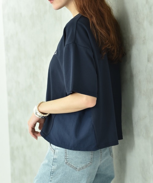 INTERPLANET(インタープラネット)の「ミニ裏毛異素材切替プルオーバー(Tシャツ/カットソー・レディース・ネイビー/ベージュ/オフホワイト・FREE)」の20枚目の写真