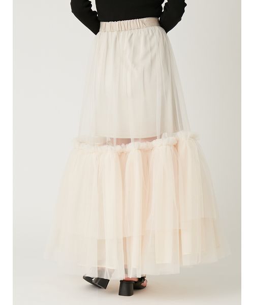 FRAY I.D（フレイアイディー）の「ボリュームギャザーチュールスカート（スカート・レディース・ブラック/ホワイト/ベージュ・0/1）」の6枚目の写真