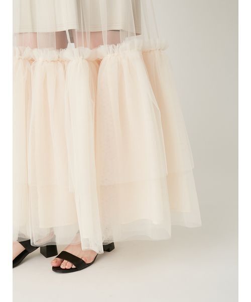 FRAY I.D（フレイアイディー）の「ボリュームギャザーチュールスカート（スカート・レディース・ブラック/ホワイト/ベージュ・0/1）」の10枚目の写真