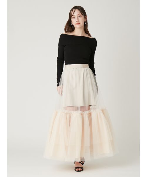FRAY I.D（フレイアイディー）の「ボリュームギャザーチュールスカート（スカート・レディース・ブラック/ホワイト/ベージュ・0/1）」の12枚目の写真