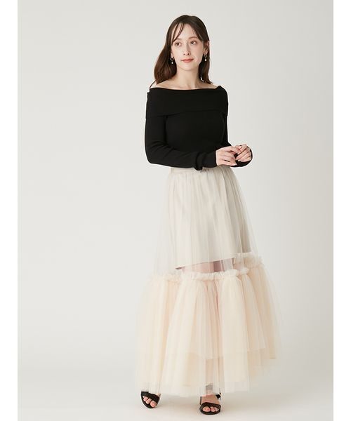 FRAY I.D（フレイアイディー）の「ボリュームギャザーチュールスカート（スカート・レディース・ブラック/ホワイト/ベージュ・0/1）」の13枚目の写真