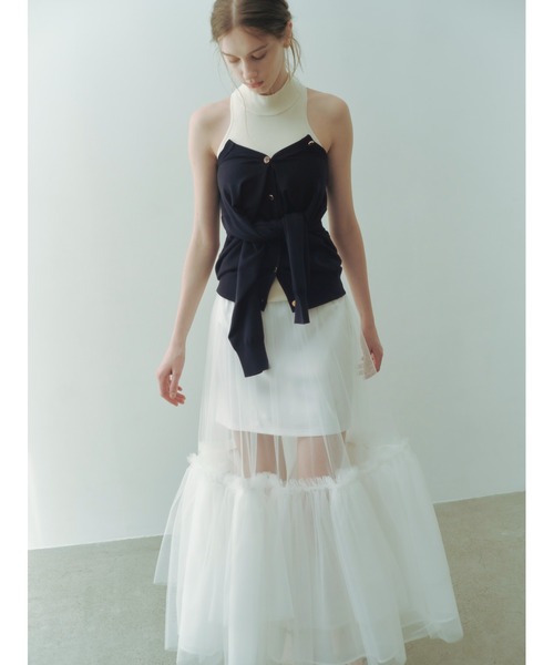 FRAY I.D（フレイアイディー）の「ボリュームギャザーチュールスカート（スカート・レディース・ブラック/ホワイト/ベージュ・0/1）」の19枚目の写真