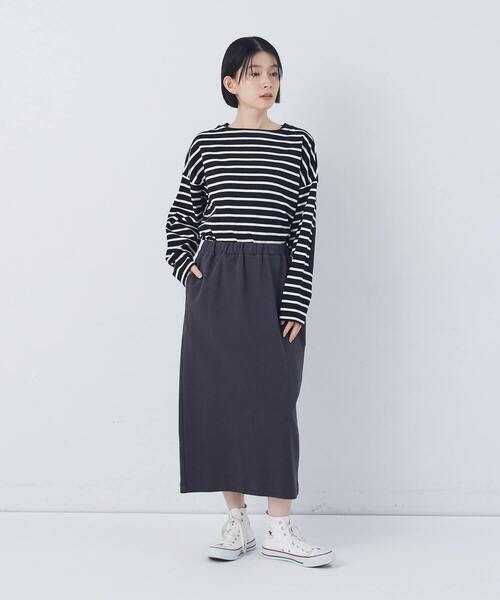 conges payes ADIEU TRISTESSE（コンジェ ペイエ アデュートリステス）の「ポンチストレートスカート（スカート・レディース・アイボリー/チャコールグレー/レッド・M/L）」の12枚目の写真