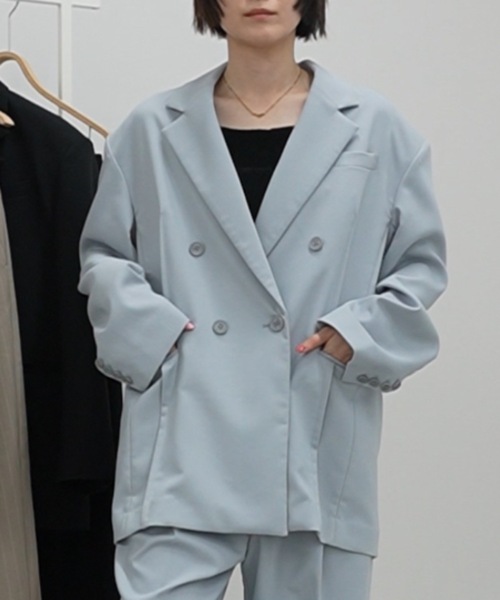 STYLEMIXER（スタイルミキサー）の「シームデザインテーラードジャケット（テーラードジャケット・レディース・ベージュ系その他/ブラック/サックスブルー・SMALL/MEDIUM）」の3枚目の写真