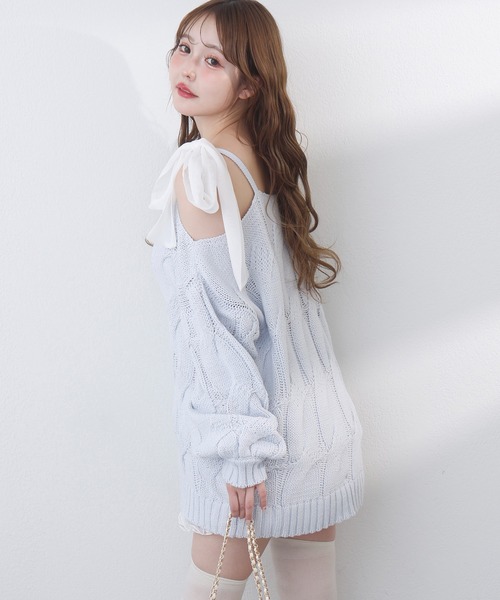 one after another NICE CLAUP（ワンアフターアナザーナイスクラップ）の「ミルキーパレットニットワンピース（ワンピース・レディース・サックスブルー/ラベンダー/ミント/ピンク/オフホワイト・FREE）」の15枚目の写真