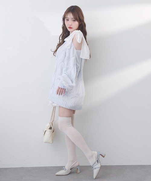 one after another NICE CLAUP（ワンアフターアナザーナイスクラップ）の「ミルキーパレットニットワンピース（ワンピース・レディース・サックスブルー/ラベンダー/ミント/ピンク/オフホワイト・FREE）」の9枚目の写真