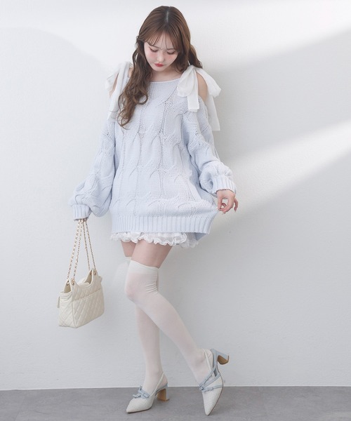 one after another NICE CLAUP（ワンアフターアナザーナイスクラップ）の「ミルキーパレットニットワンピース（ワンピース・レディース・サックスブルー/ラベンダー/ミント/ピンク/オフホワイト・FREE）」の10枚目の写真