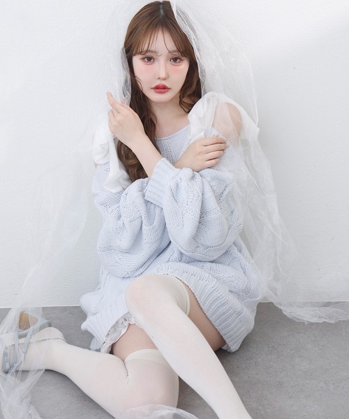 one after another NICE CLAUP（ワンアフターアナザーナイスクラップ）の「ミルキーパレットニットワンピース（ワンピース・レディース・サックスブルー/ラベンダー/ミント/ピンク/オフホワイト・FREE）」の14枚目の写真