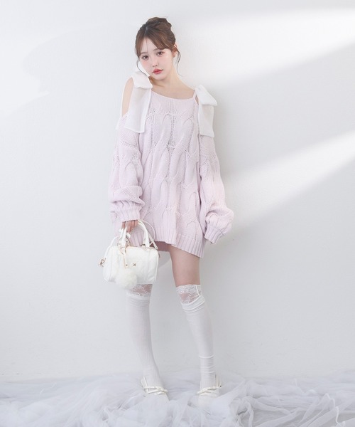 one after another NICE CLAUP（ワンアフターアナザーナイスクラップ）の「ミルキーパレットニットワンピース（ワンピース・レディース・サックスブルー/ラベンダー/ミント/ピンク/オフホワイト・FREE）」の17枚目の写真