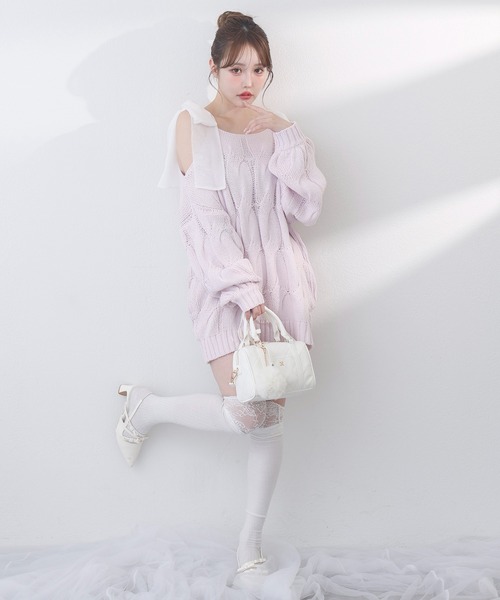 one after another NICE CLAUP（ワンアフターアナザーナイスクラップ）の「ミルキーパレットニットワンピース（ワンピース・レディース・サックスブルー/ラベンダー/ミント/ピンク/オフホワイト・FREE）」の18枚目の写真