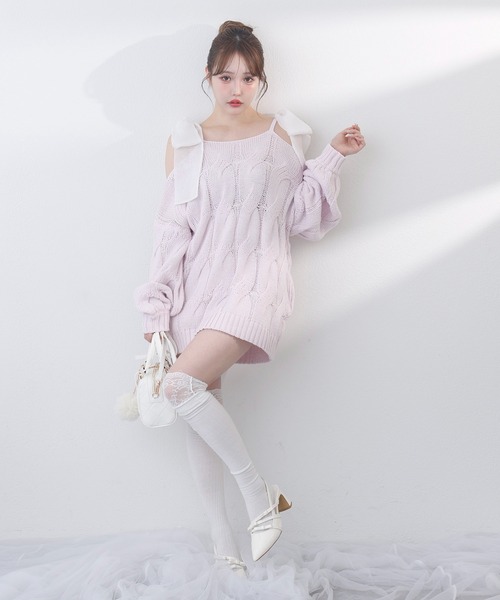 one after another NICE CLAUP（ワンアフターアナザーナイスクラップ）の「ミルキーパレットニットワンピース（ワンピース・レディース・サックスブルー/ラベンダー/ミント/ピンク/オフホワイト・FREE）」の19枚目の写真