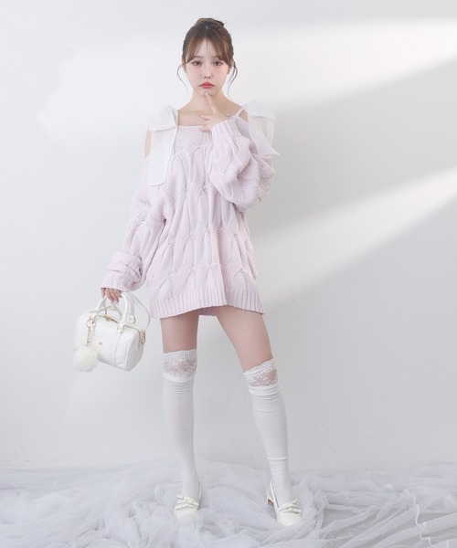 one after another NICE CLAUP（ワンアフターアナザーナイスクラップ）の「ミルキーパレットニットワンピース（ワンピース・レディース・サックスブルー/ラベンダー/ミント/ピンク/オフホワイト・FREE）」の20枚目の写真