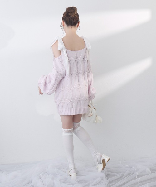 one after another NICE CLAUP（ワンアフターアナザーナイスクラップ）の「ミルキーパレットニットワンピース（ワンピース・レディース・サックスブルー/ラベンダー/ミント/ピンク/オフホワイト・FREE）」の21枚目の写真