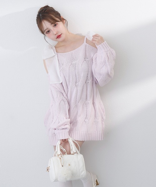 one after another NICE CLAUP（ワンアフターアナザーナイスクラップ）の「ミルキーパレットニットワンピース（ワンピース・レディース・サックスブルー/ラベンダー/ミント/ピンク/オフホワイト・FREE）」の22枚目の写真