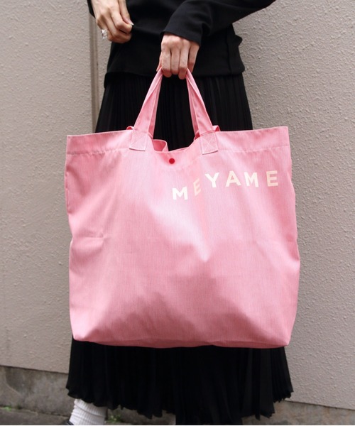 MEYAME(メヤメ)の「MEYAME/メヤメ ストライプロゴトートバッグ STRIPED LOGO TOTE BAG(トートバッグ・レディース・ブルー/レッド/イエロー・FREE)」の8枚目の写真