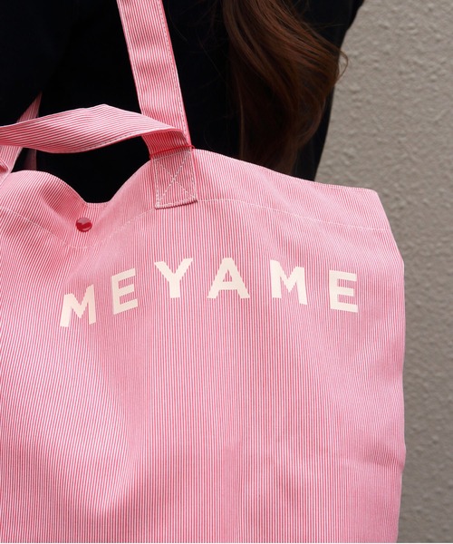 MEYAME(メヤメ)の「MEYAME/メヤメ ストライプロゴトートバッグ STRIPED LOGO TOTE BAG(トートバッグ・レディース・ブルー/レッド/イエロー・FREE)」の9枚目の写真