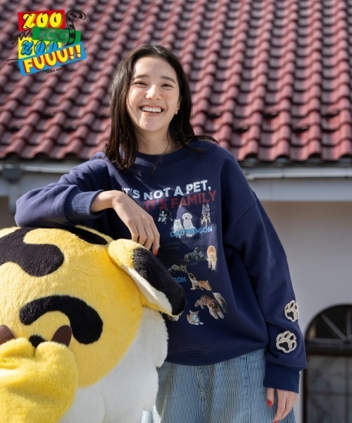 niko and...（ニコアンド）の「【ZOO ZOO ZOO FUUU!!】CAT＆DOGスウェット（スウェット・レディース・ネイビー/イエロー/ライトグレー・LARGE/MEDIUM）」の3枚目の写真