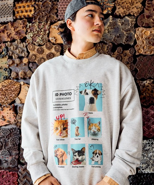 niko and...（ニコアンド）の「【ZOO ZOO ZOO FUUU!!】CAT＆DOGスウェット（スウェット・レディース・ネイビー/イエロー/ライトグレー・LARGE/MEDIUM）」の9枚目の写真