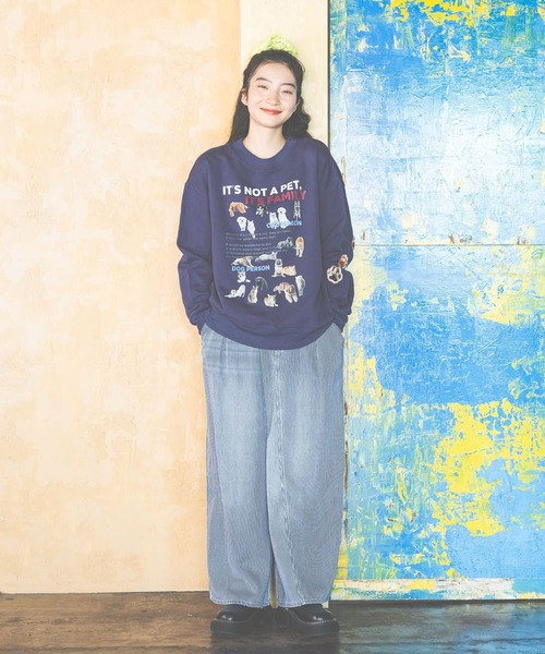 niko and...（ニコアンド）の「【ZOO ZOO ZOO FUUU!!】CAT＆DOGスウェット（スウェット・レディース・ネイビー/イエロー/ライトグレー・LARGE/MEDIUM）」の10枚目の写真