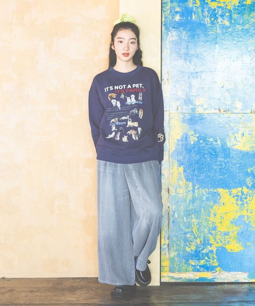 niko and...（ニコアンド）の「【ZOO ZOO ZOO FUUU!!】CAT＆DOGスウェット（スウェット・レディース・ネイビー/イエロー/ライトグレー・LARGE/MEDIUM）」の11枚目の写真